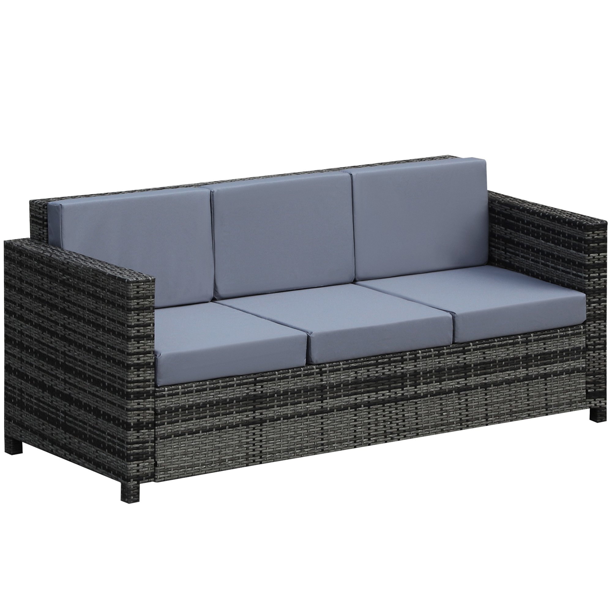 Outsunny Rattan Cushion Garden Sofa - Grey