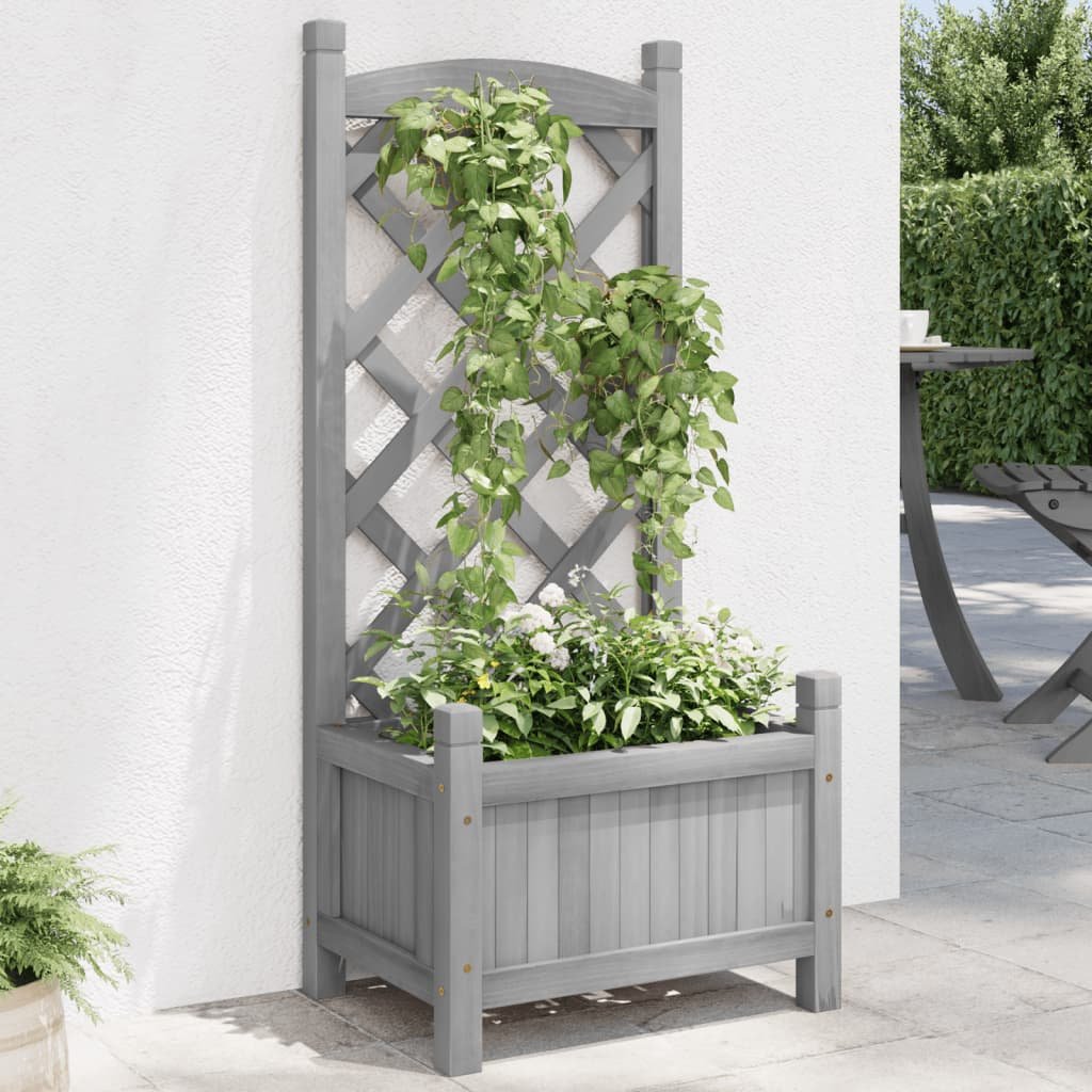 Walplus Firwood Garden Planter - Grey - 40 x 30 x 90 cm