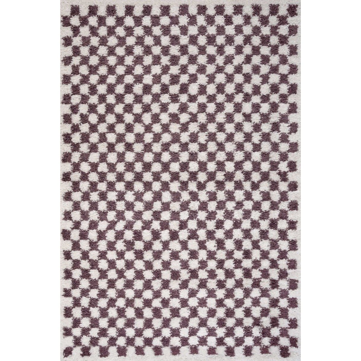 The Rugs Purple Moodi Chequered Shaggy Rug - 80 x 150cm