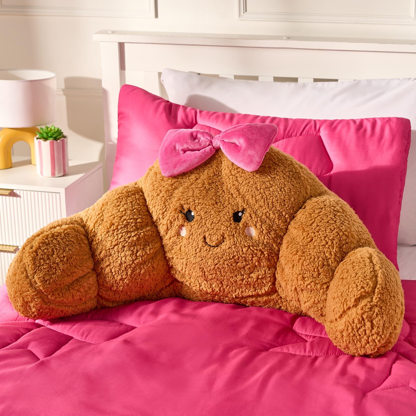 OHS Chloe The Bow Croissant Cuddle Cushion - Hot Pink