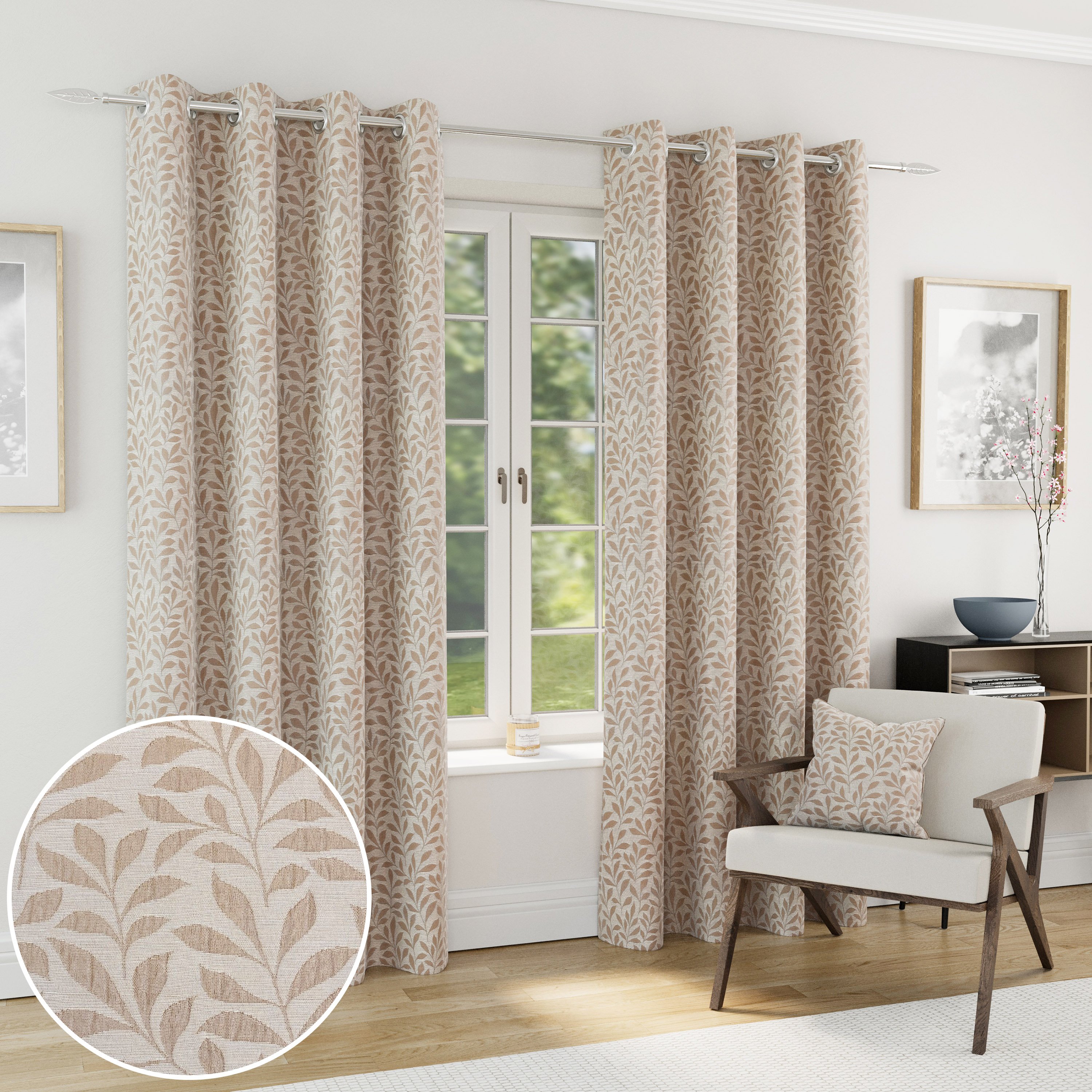 Enhanced Living Sherwood Eyelet Blackout Curtains - 117 x 183cm - Natural
