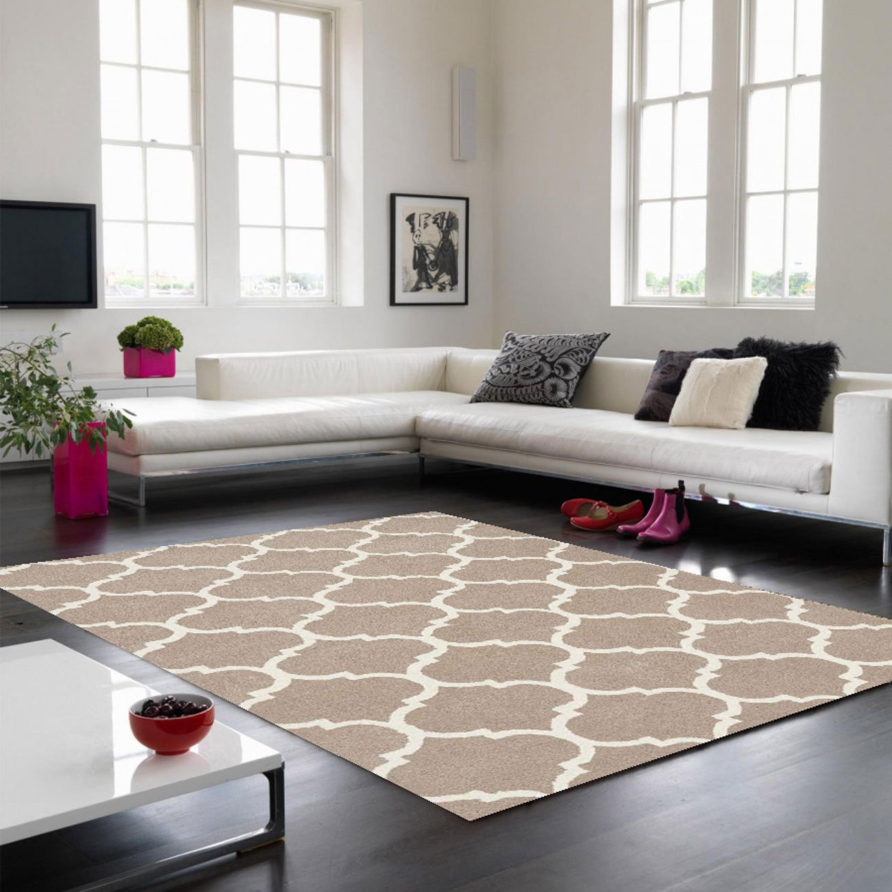 Mega Flooring Beige Handmade Geometric Rug - 80 x 150cm