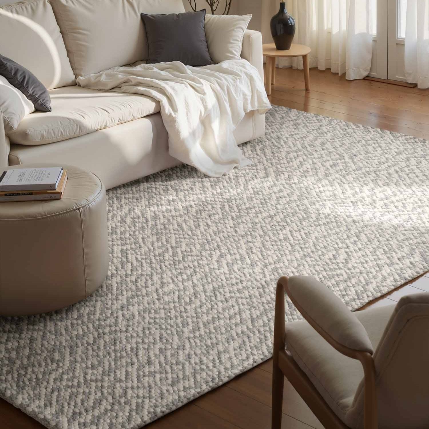 Hanse Home Grey Lyon Handwoven Wool Beans Rug - 140 x 200cm