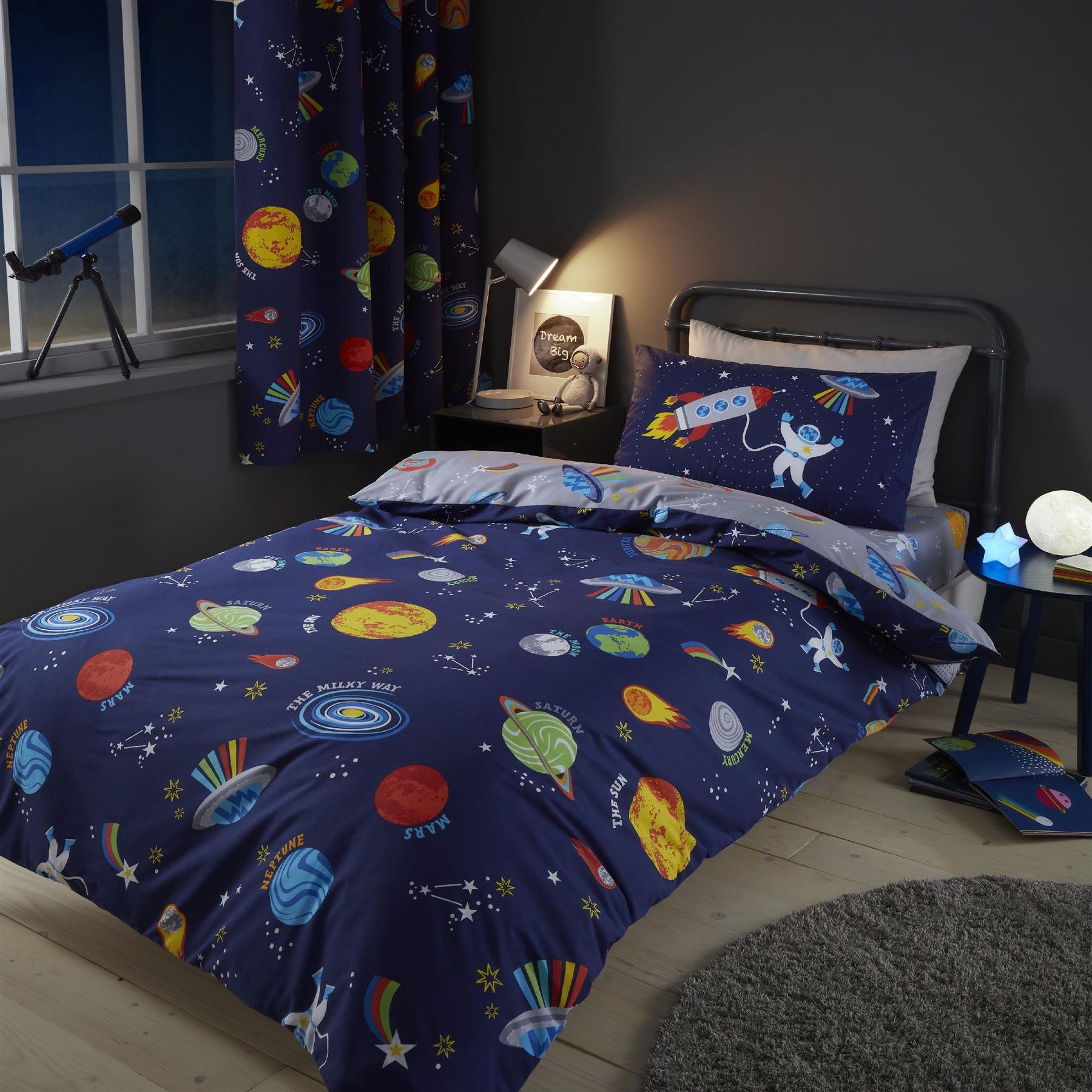 Catherine Lansfield Lost In Space Duvet Cover Set - Double - Blue