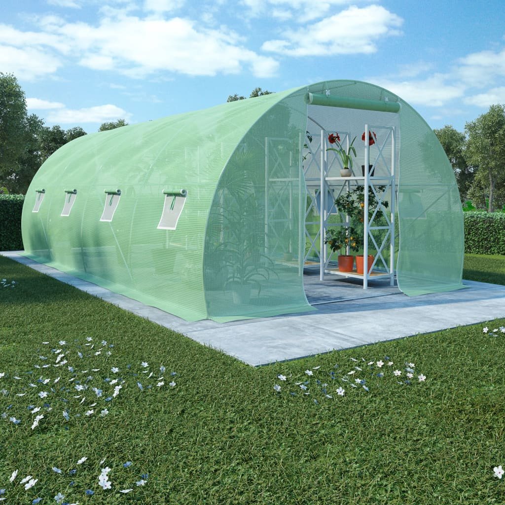 Walplus Galvanised Steel Greenhouse PE Mesh - Green - 600 x 300 x 200 cm