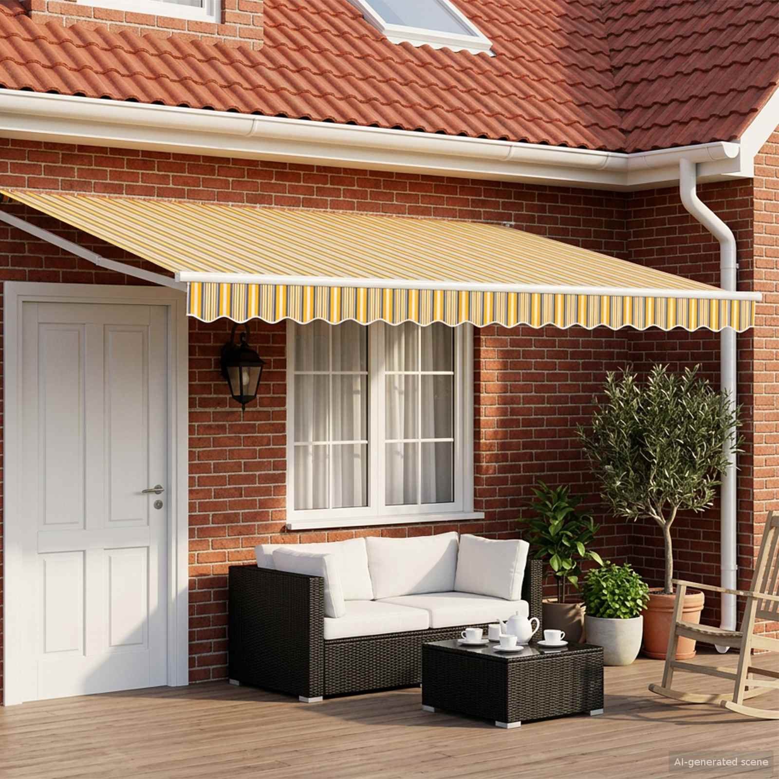 Walplus Electric Aluminium Retractable - Yellow - 400 x 300 cm - White Frame