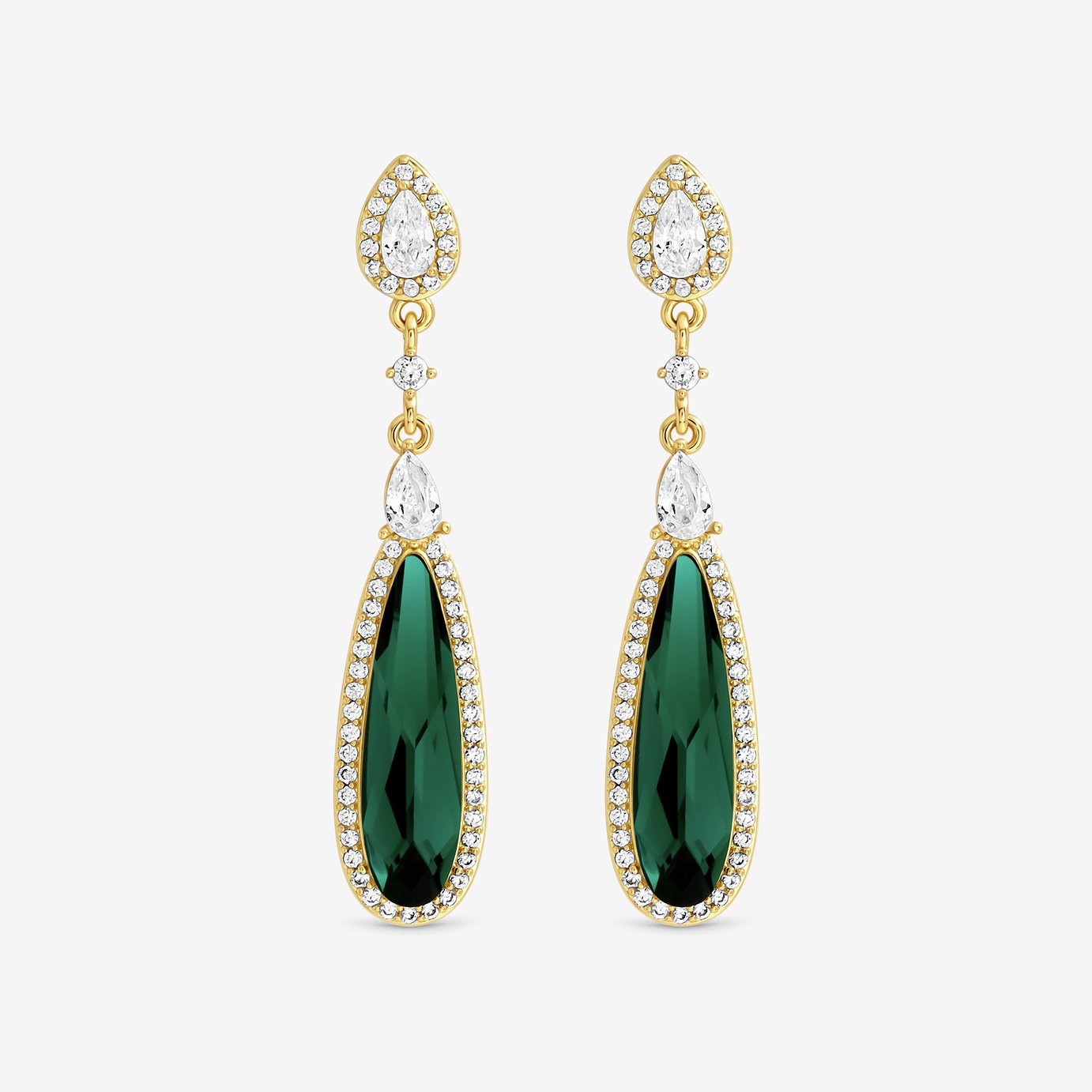 Jon Richard Gold Plated Emerald Drop Earrings