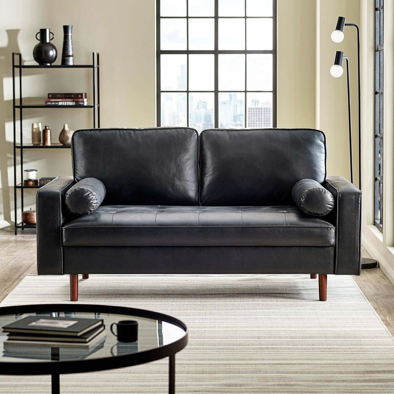 Julian Bowen Henley Faux Leather 3 Seater Sofa - Black