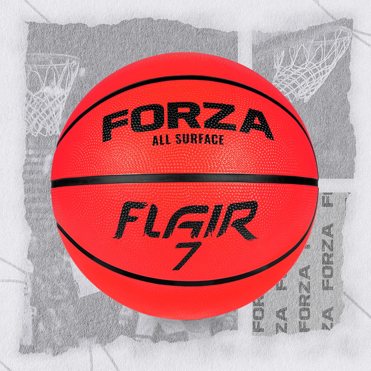 FORZA Size 7 Flair Rubber Basketball - Red