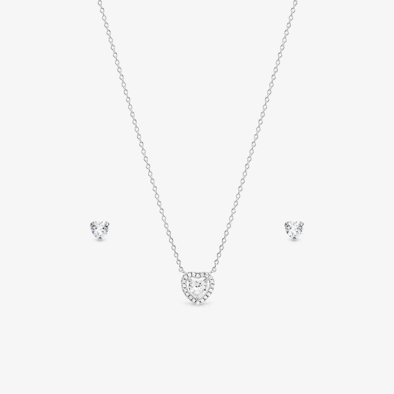 Simply Silver 925 Sterling Silver Halo Heart Necklace And Earring Set
