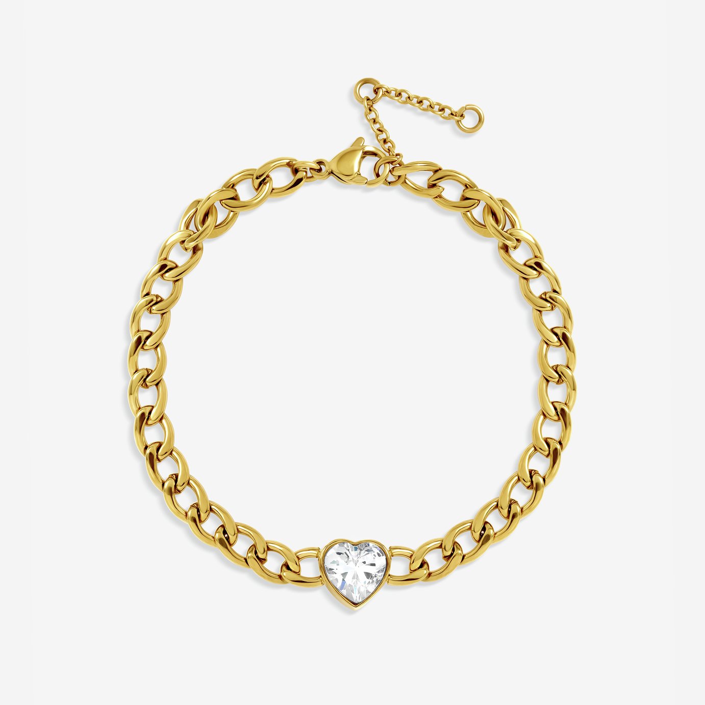 Jon Richard Gold Plated Crystal Heart Chain Stainless Steel Bracelet