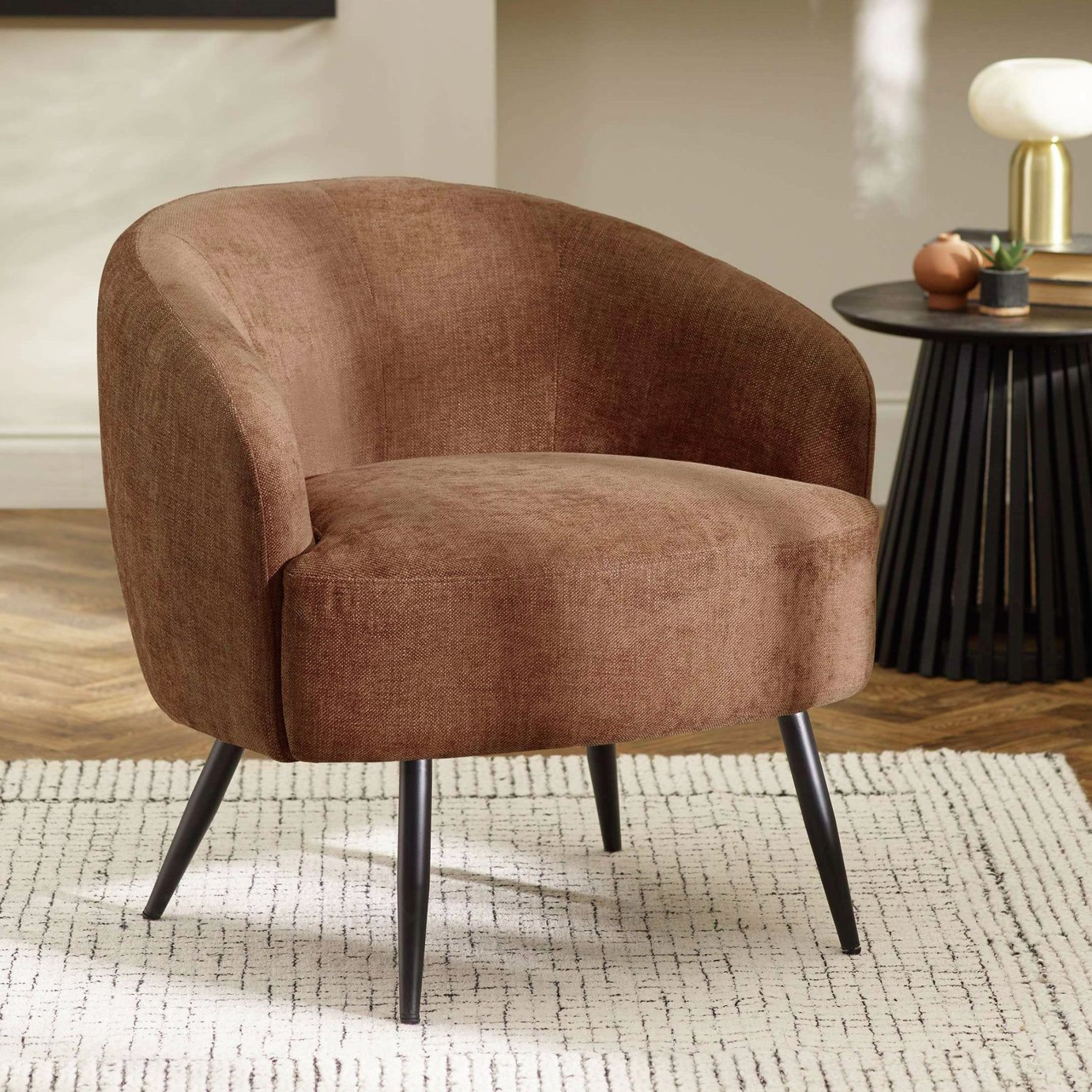 Julian Bowen Dahlia Fabric Accent Chair - Brown