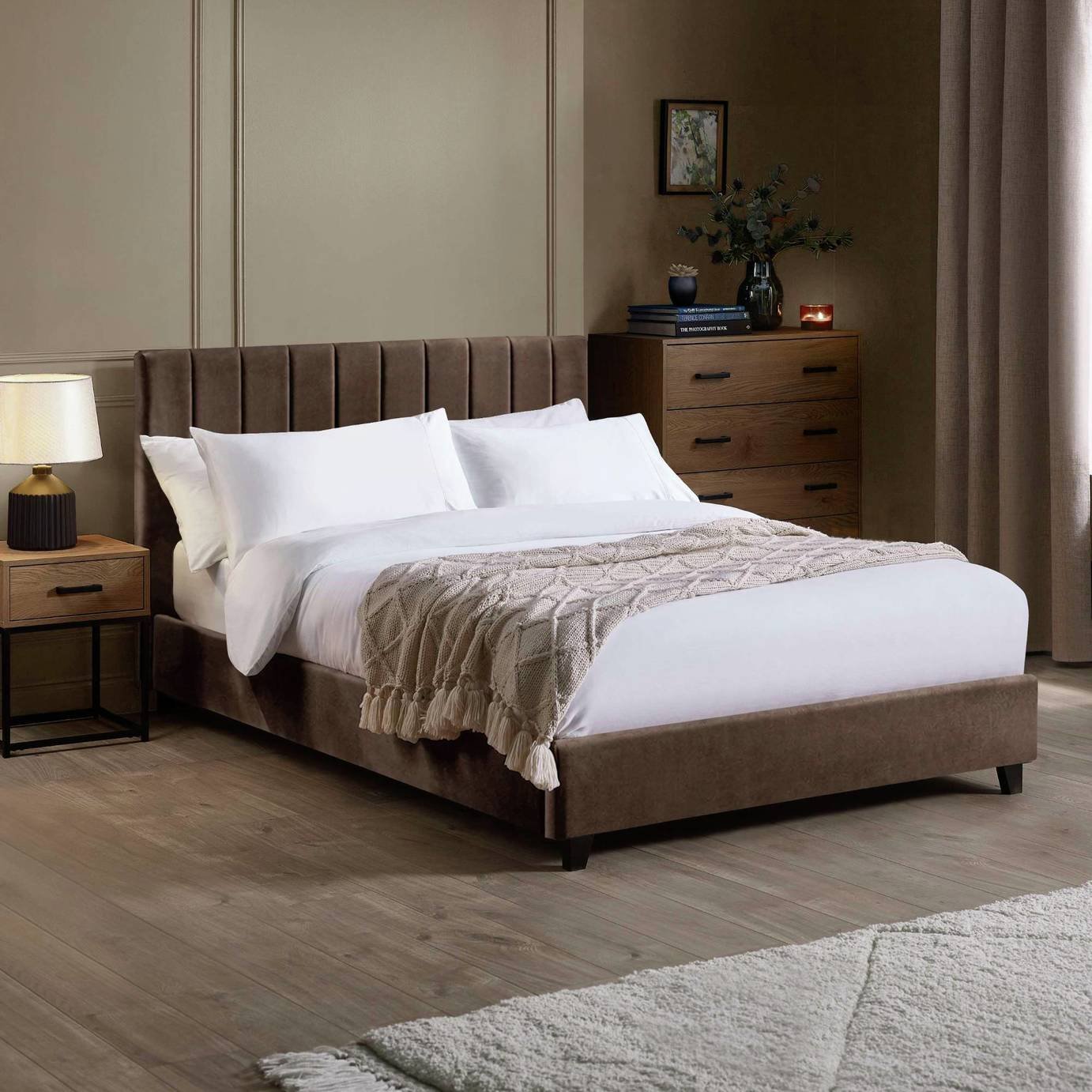 Julian Bowen Aylen Small Double Velvet Bedframe - Brown