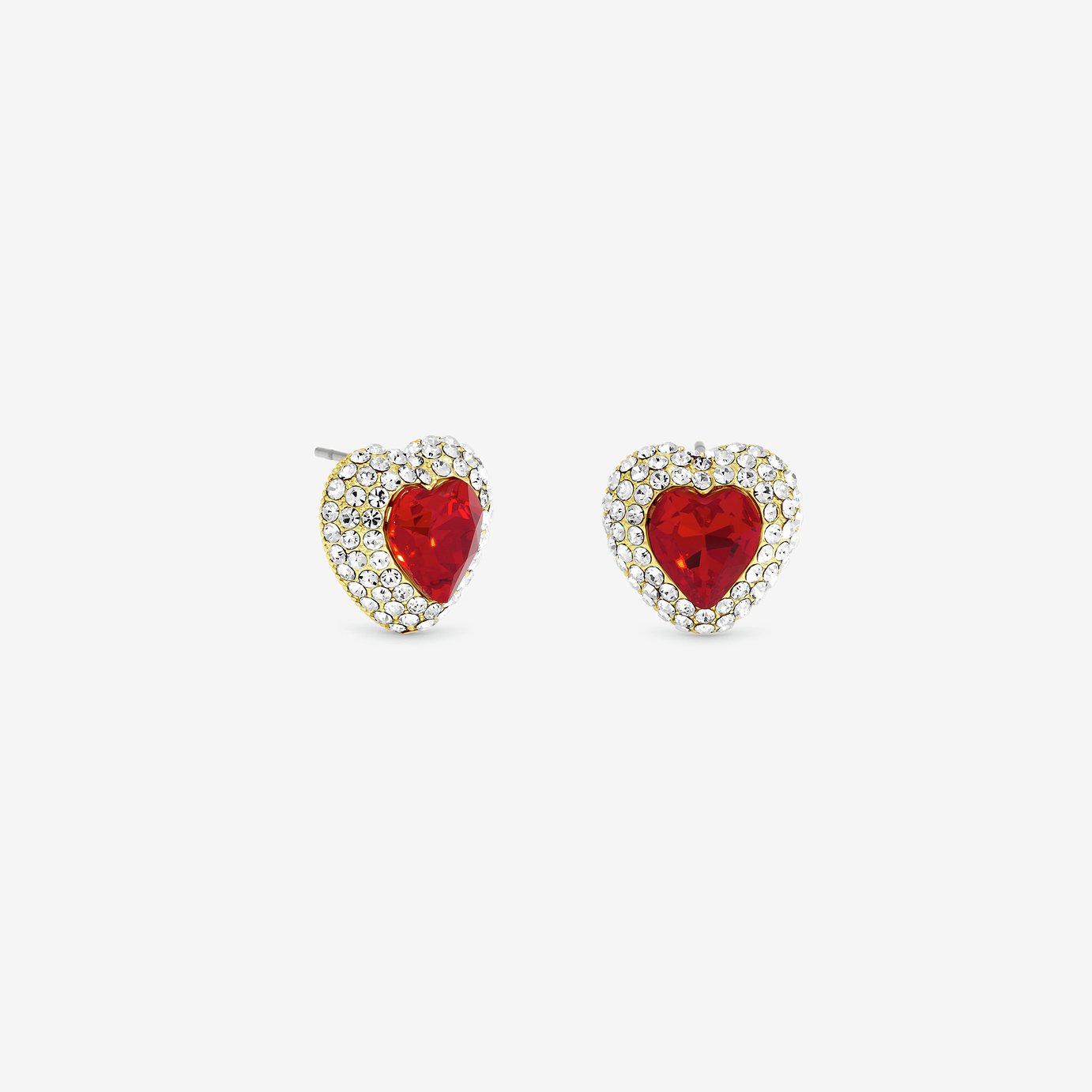 Jon Richard Gold Plated Ruby Heart Earrings