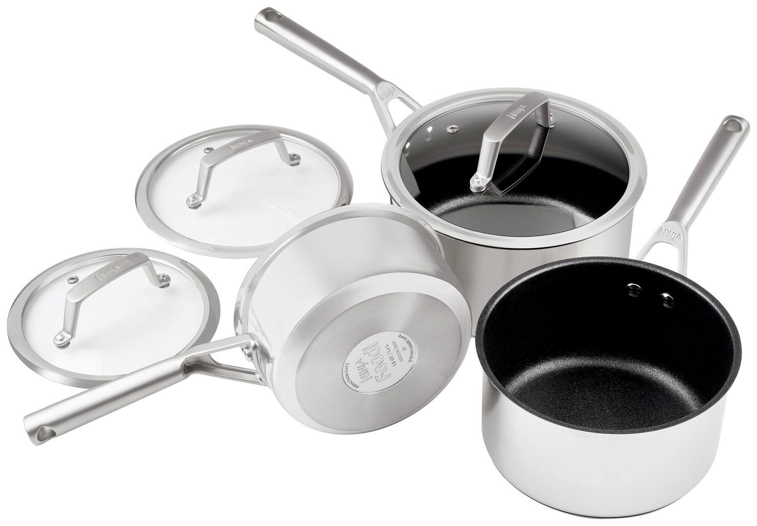 Ninja Zerostick Stainless Steel 3 Piece Non Stick Pan Set