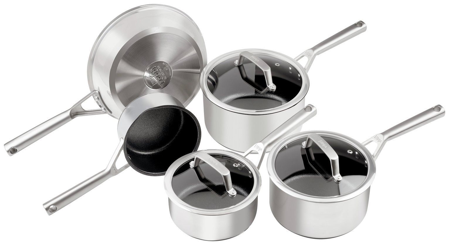 Ninja Zerostick Stainless Steel 5 Piece Non Stick Pan Set