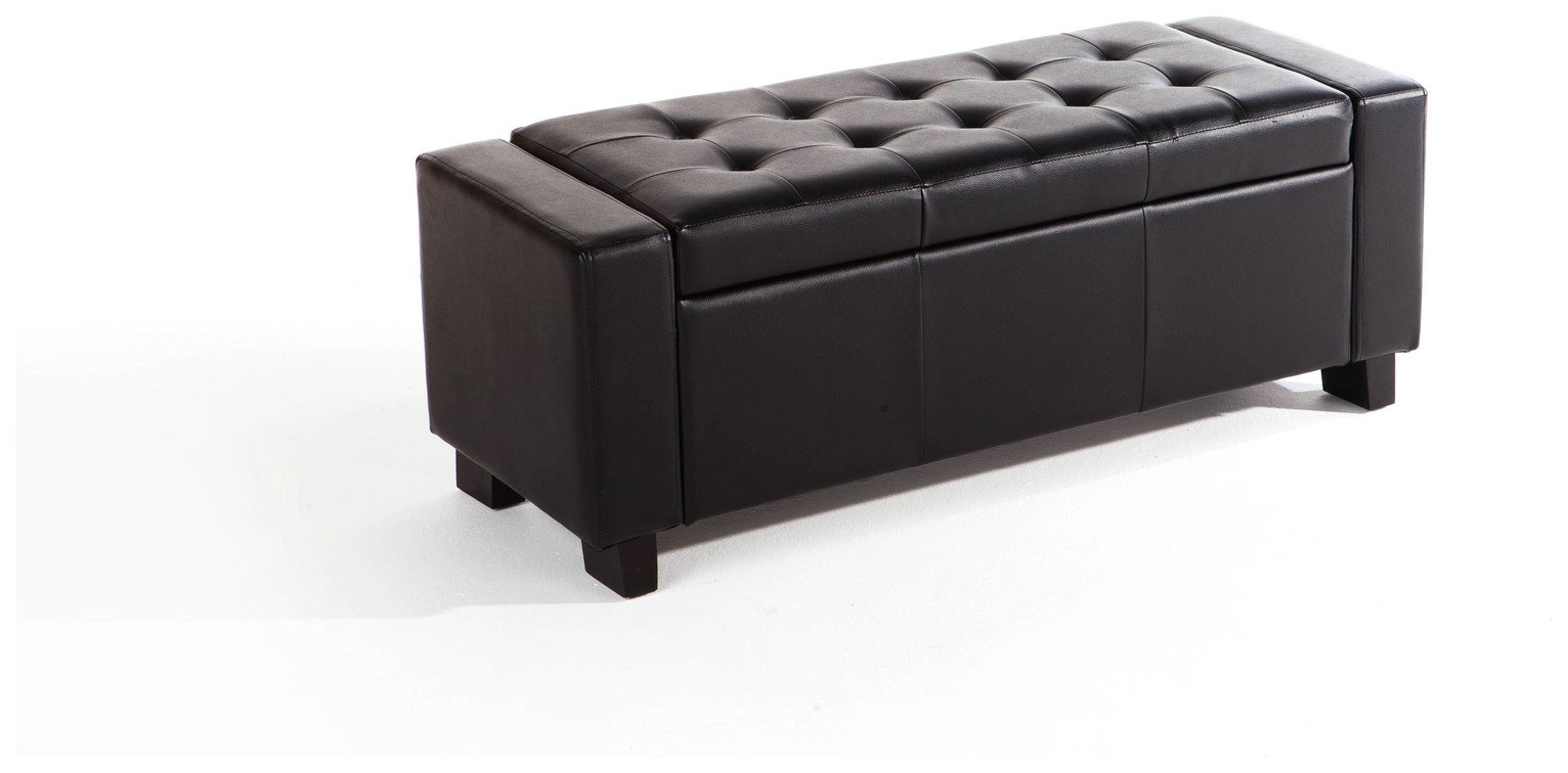 GFW Verona Faux Leather Ottoman Bench - Black