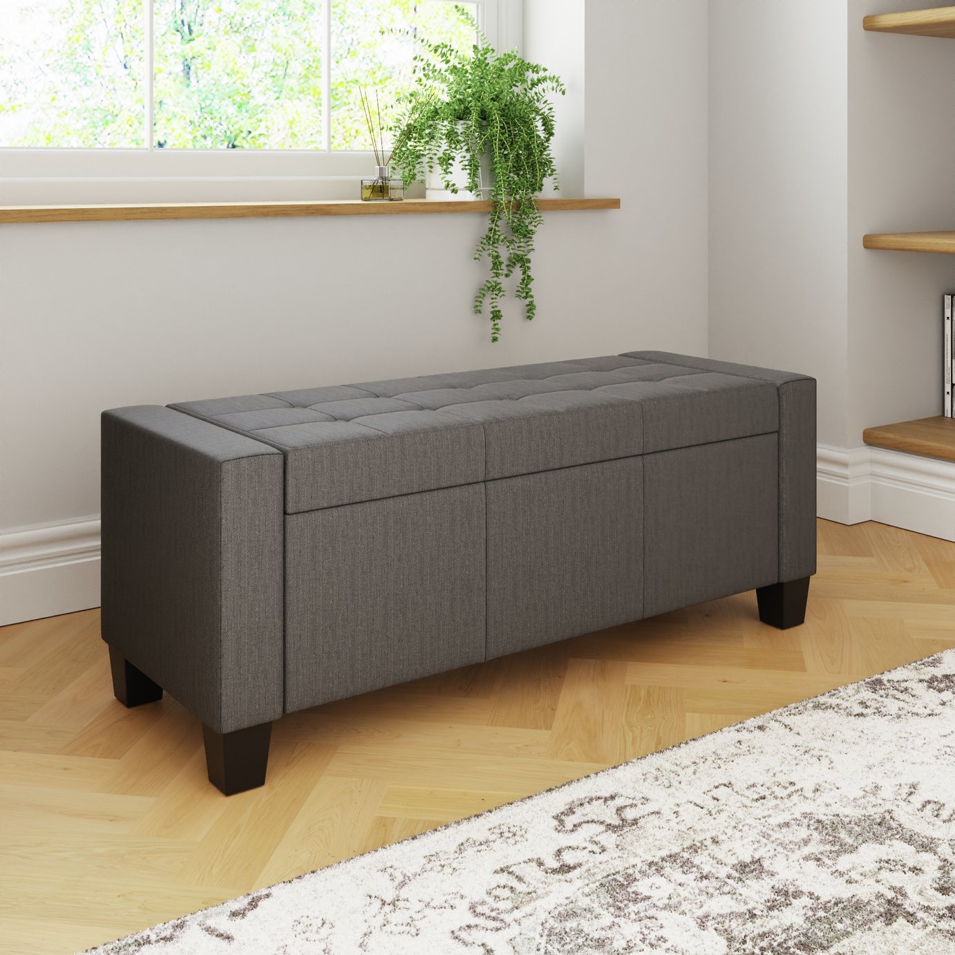 GFW Verona Fabric Ottoman Bench