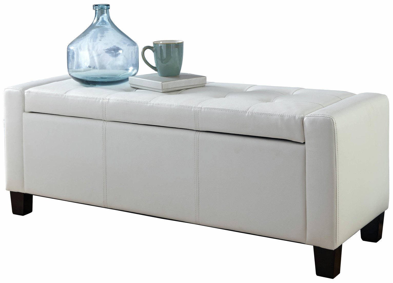 GFW Verona Faux Leather Ottoman Bench - White