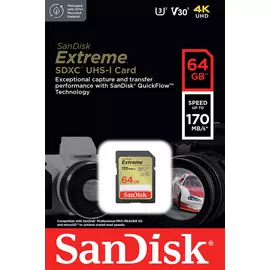 SanDisk Extreme 170MBs SDXC Memory Card - 64GB