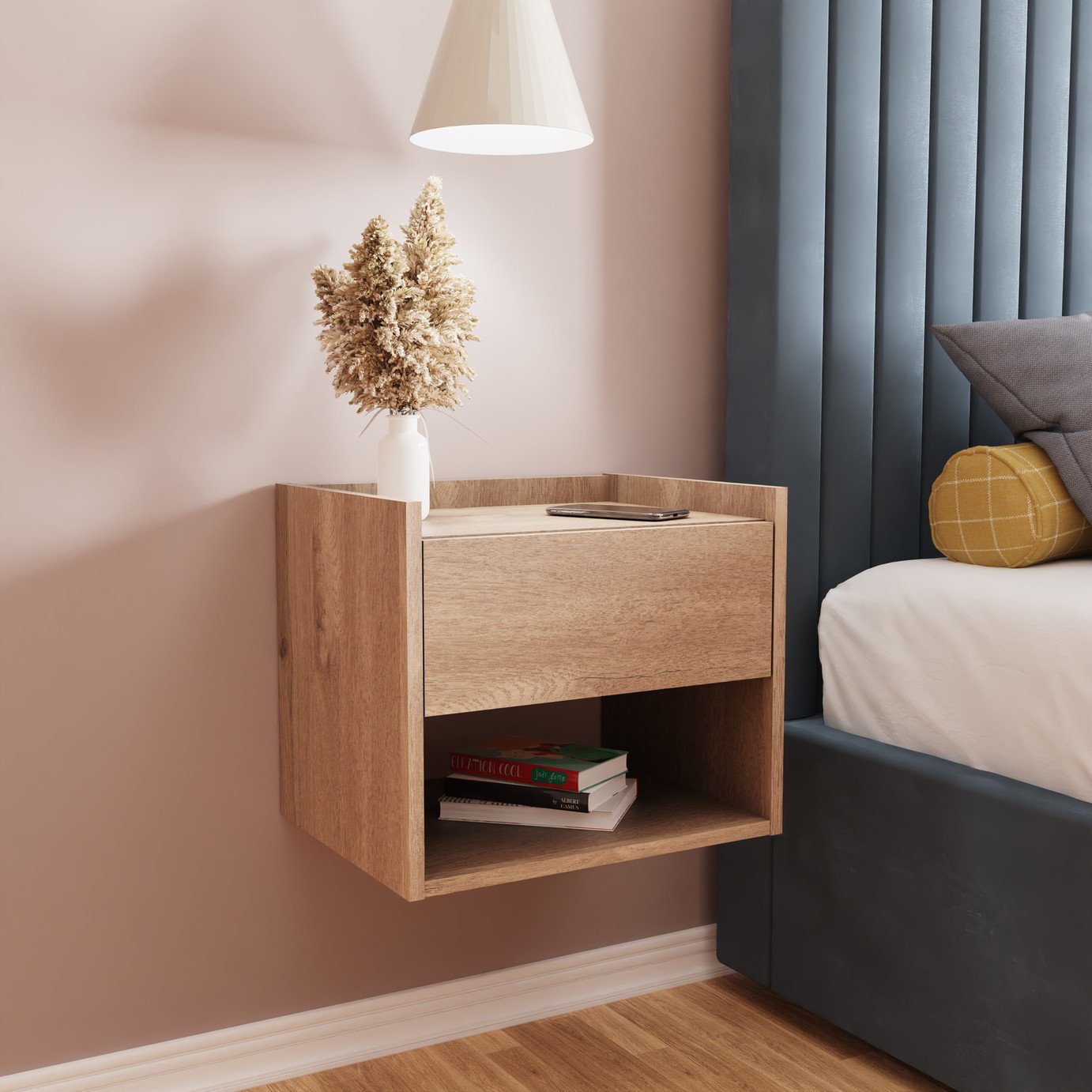 GFW Harmony Set of 2 Wall Mounted Bedside Table
