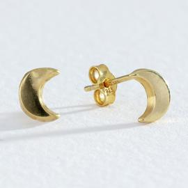 Revere Gold Plated Silver Crescent Moon Stud Earrings