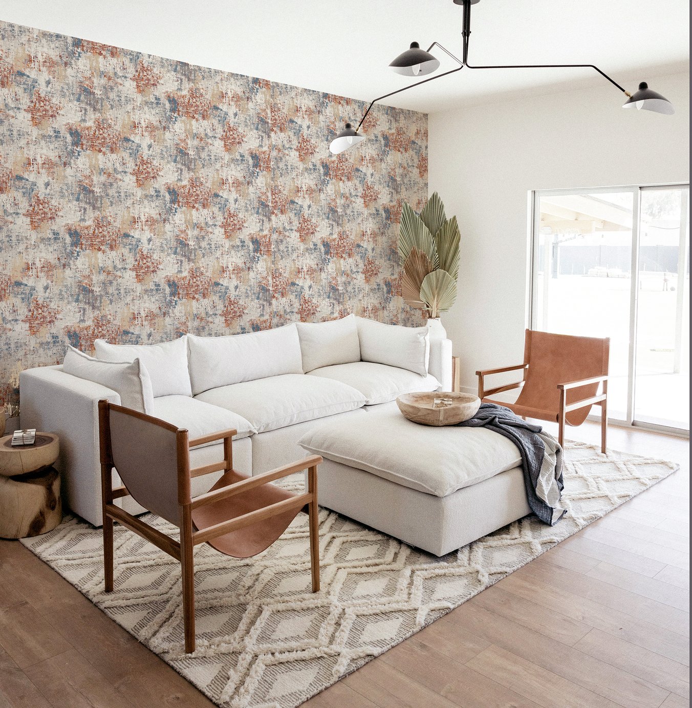 Arthouse Abstract Texture Copper/Navy Wallpaper