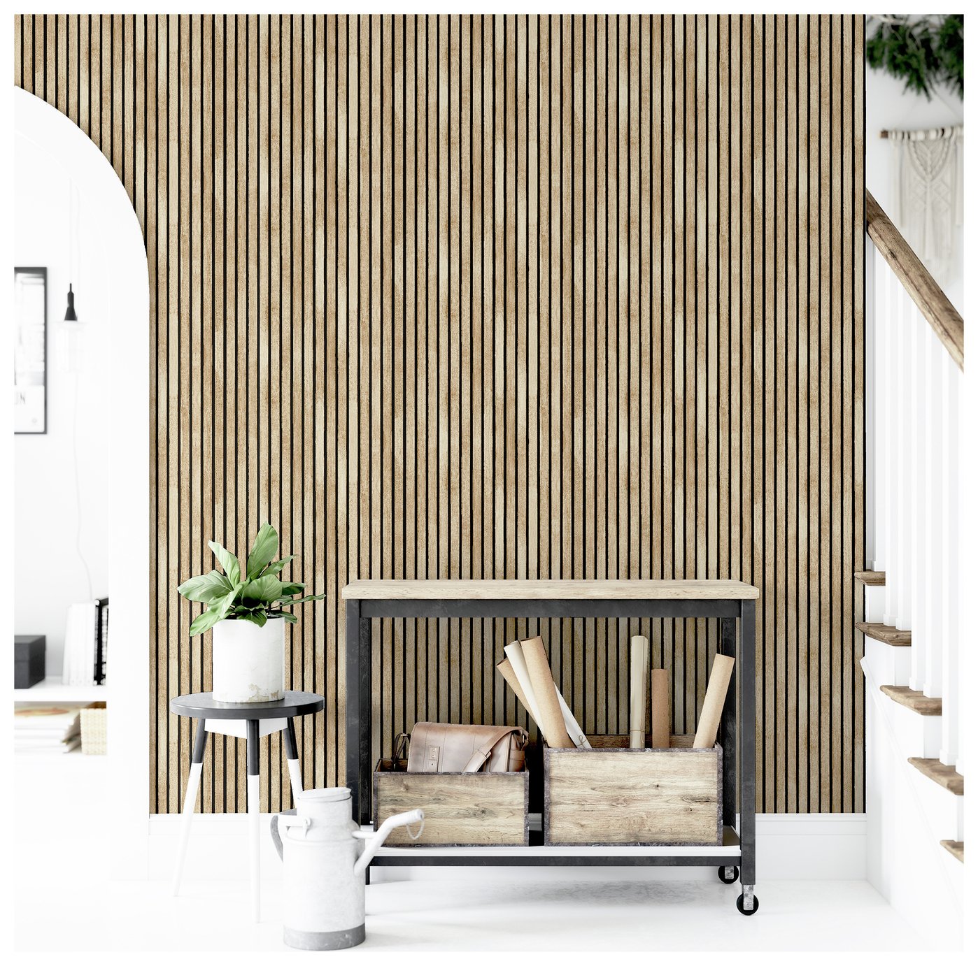 Arthouse Wood Slats Natural Wallpaper