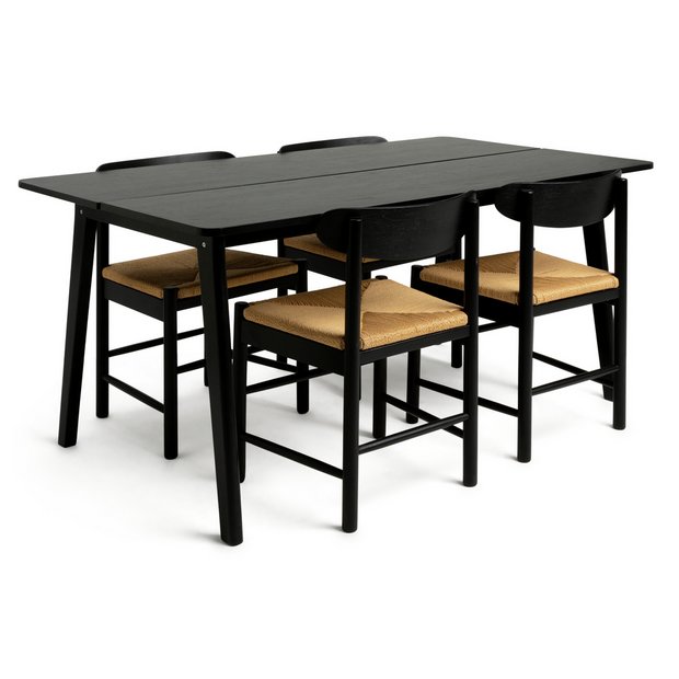 Buy Habitat Nel Wood Effect Dining Table & 4 Hannah Black Chairs | Dining table and chair sets | Argos