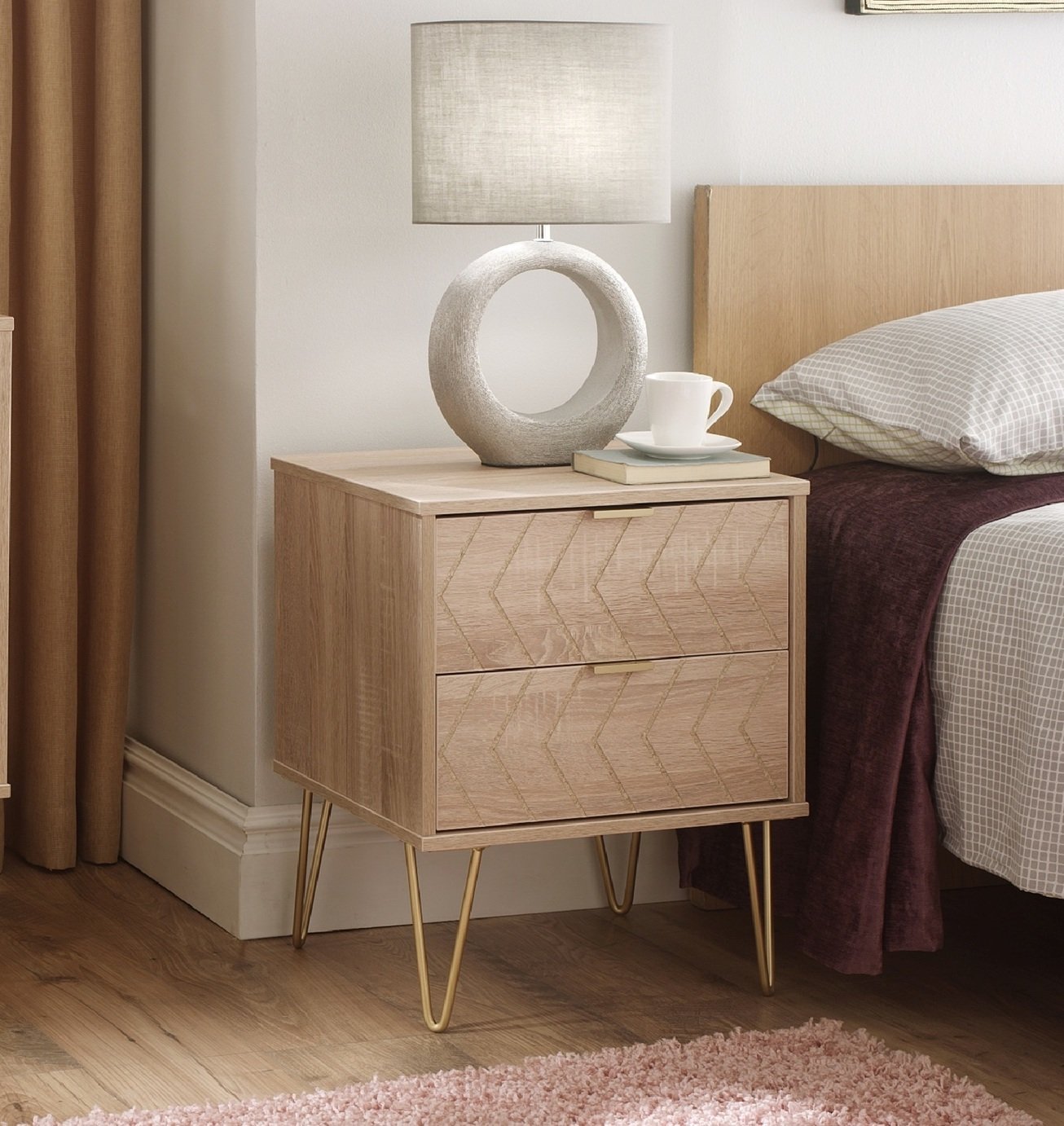 Livara Tivoli 2 Drawer Bedside Table - Oak