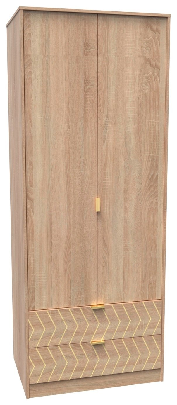Livara Tivoli 2 Door 2 Drawer Wardrobe - Oak
