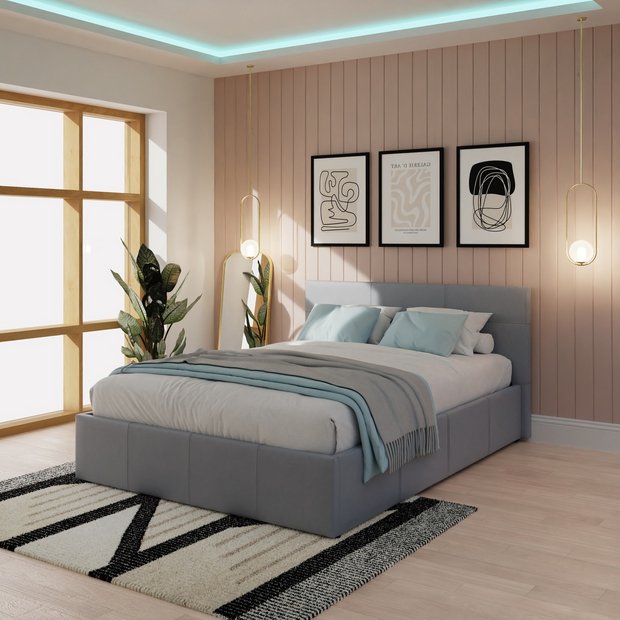 Buy GFW End Lift Small Double Faux Leather Ottoman Bed Grey Bed frames Argos