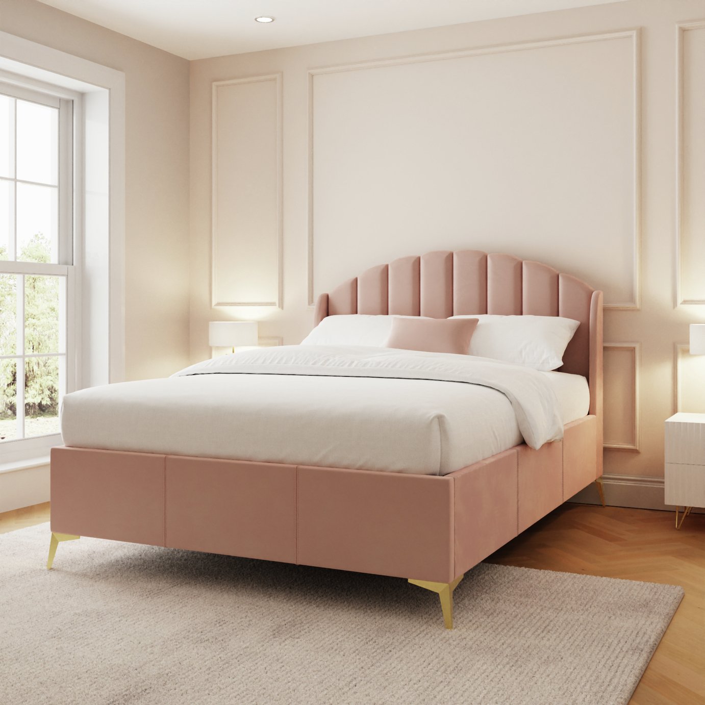 GFW Pettine Velvet Ottoman Bed 
