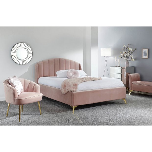 Double ottoman store bed pink