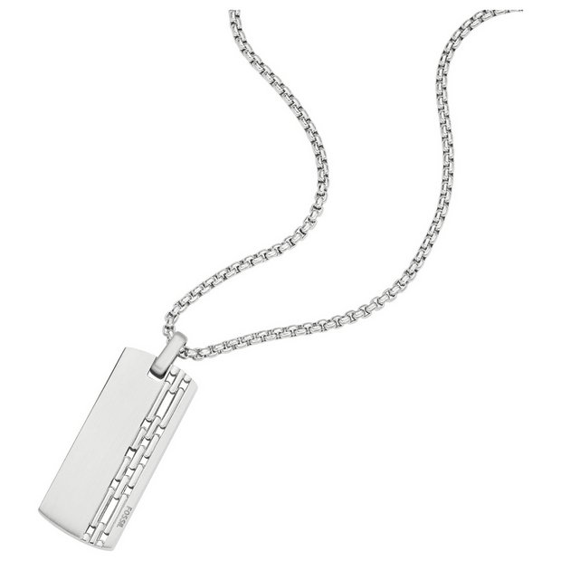 Cross Dog Tag Necklace in Stainless Steel
