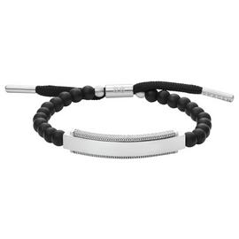Skagen Men's Stainless Steel Black Glass Beaded Bracelet