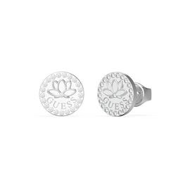 Guess Rhodium Plated Stainless Steel Crystal Studs Earrings