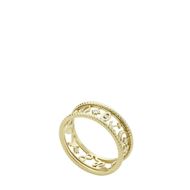 Buy Fossil Gold Tone Cubic Zirconia Band Ring - Small | null | Argos