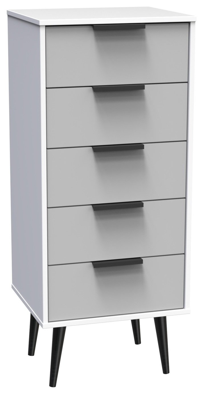 Livara Bergen 5 Drawer Tallboy - Grey & White