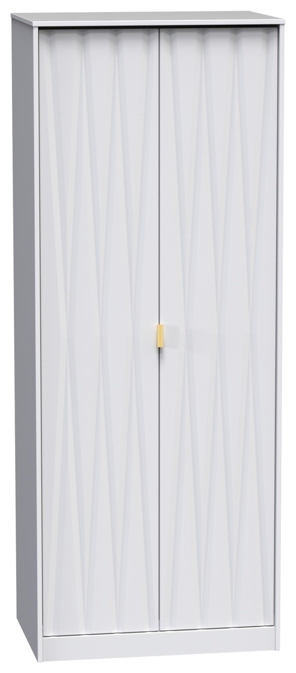 Livara Ready Assembled Shimmer 2 Door Wardrobe - White