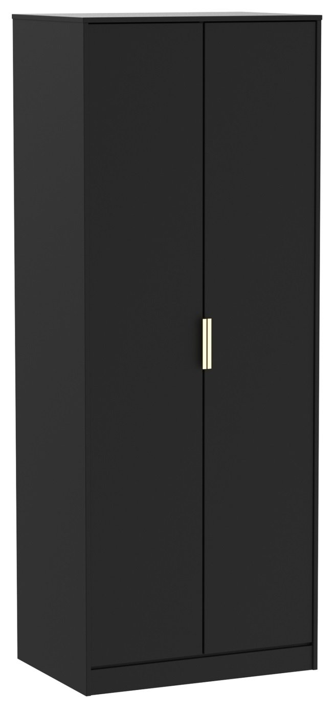 Livara Ready Assembled Messina 2 Door Wardrobe - Black