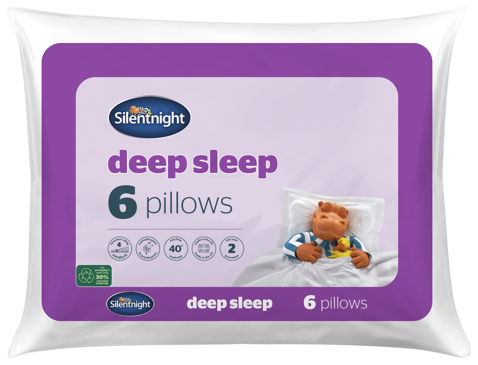 Silentnight Deep Sleep Medium Support Pillow - 6 Pack