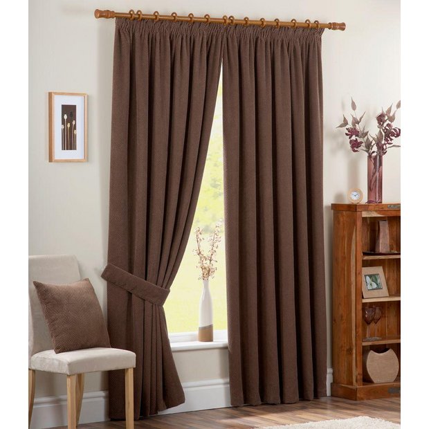 Buy Chenille Spot Thermal Backed Curtains - 168 x 229cm - Choc at Argos ...