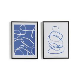 Habitat Blue Abstract Framed Wall Art - Twin Set - A4 