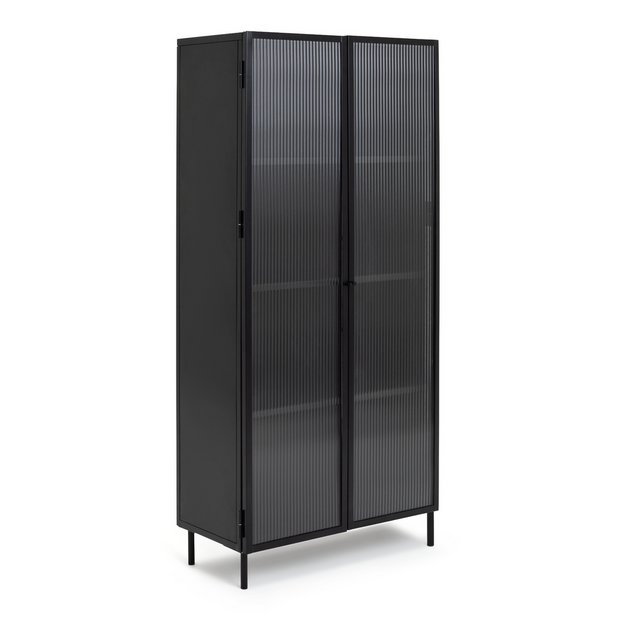 Black glass store cabinets