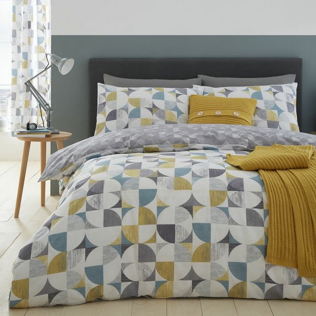 Buy Catherine Lansfield Ochre Retro Circles Bedding Set Single