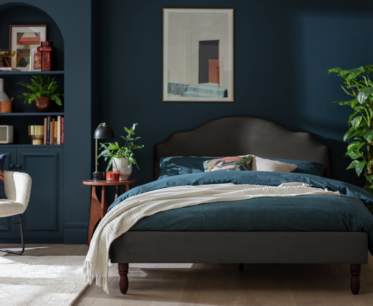 Habitat Sophia Double Velvet Bed Frame - Charcoal