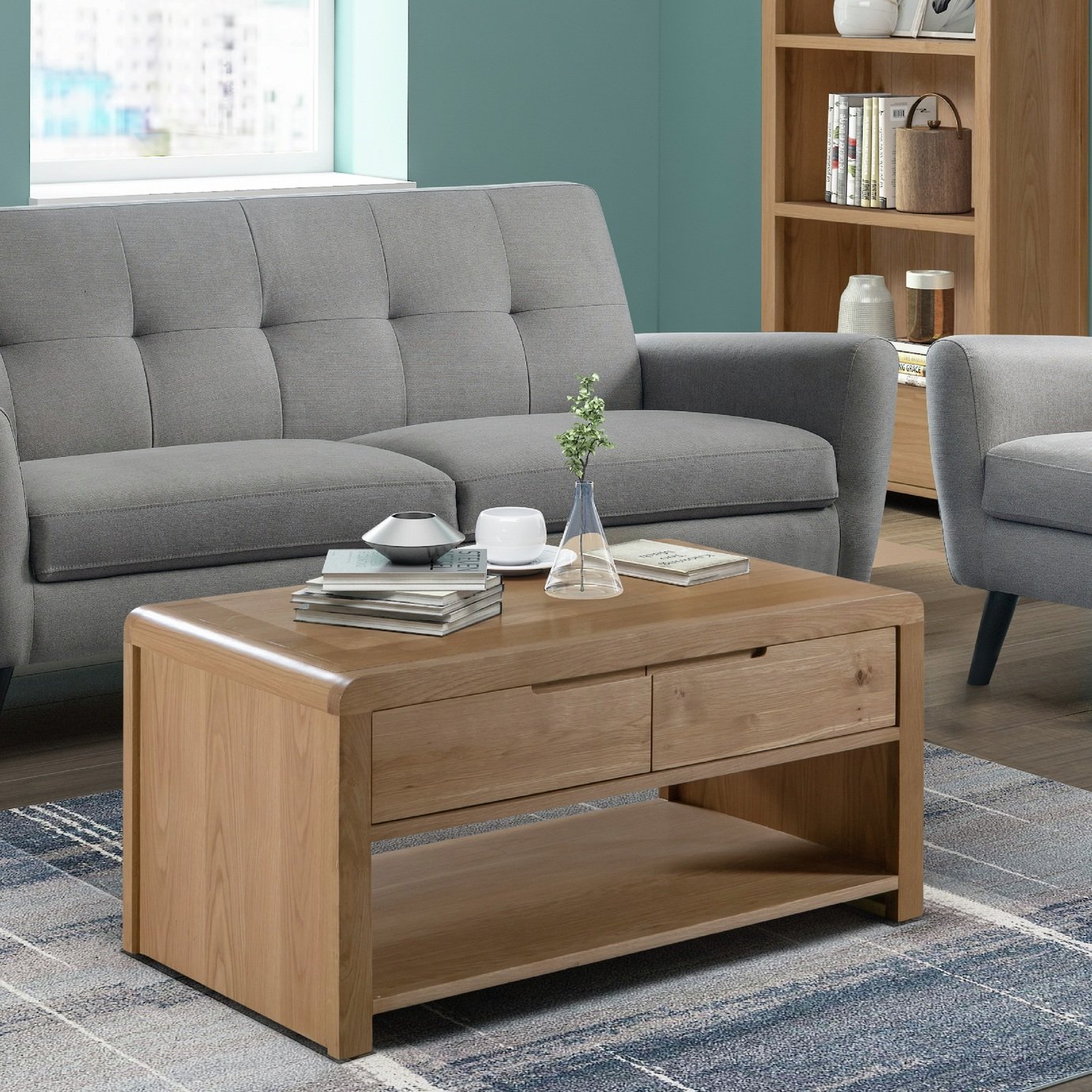 Buy Julian Bowen Curve 2 Drawer Oak Coffee Table - Natural