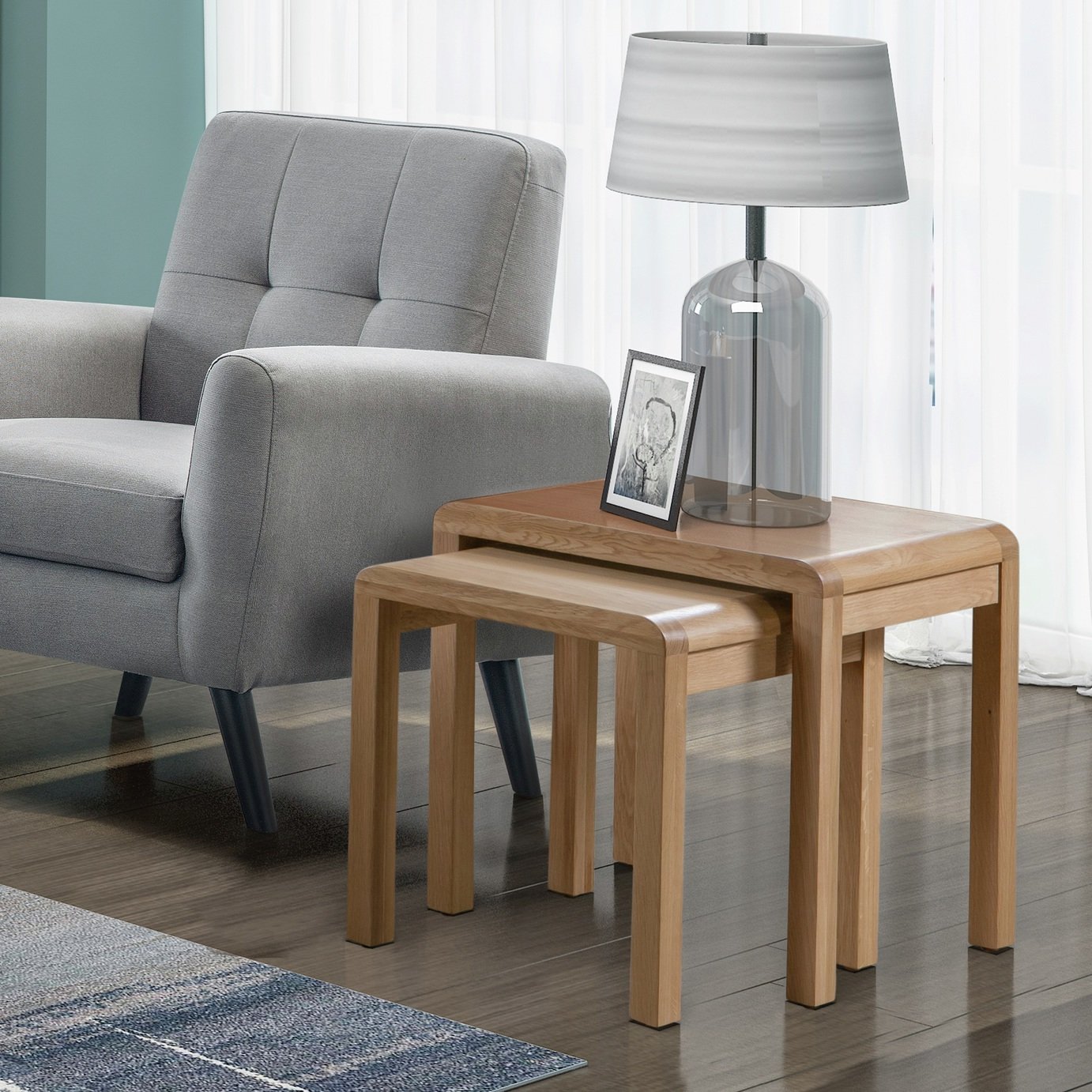 Julian Bowen Curve Nest of 2 Tables - Natural