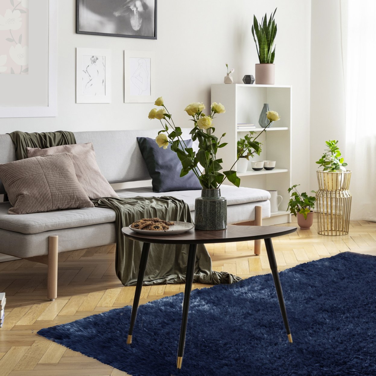 Homemaker Supersoft Plain Navy Shaggy Rug - 80x150cm